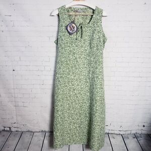 Rohan Spring Meadow Midi Dress Size US 14 / UK 18 Green Micro Ditzy Floral NEW